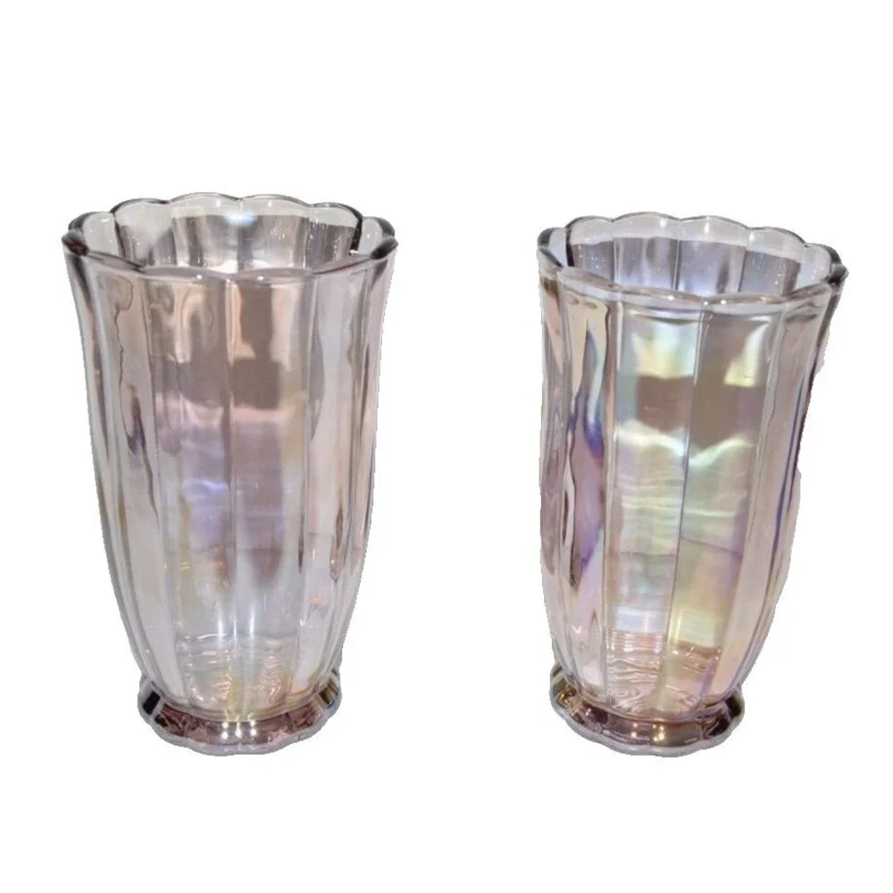 Pioneer Woman Luster Pink Tumbler Glasses 2 Pearlized Iridescent 15 Oz